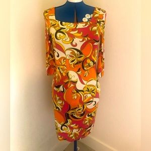 Lily Pulitzer vintage dress 100% silk dress in mid century print.